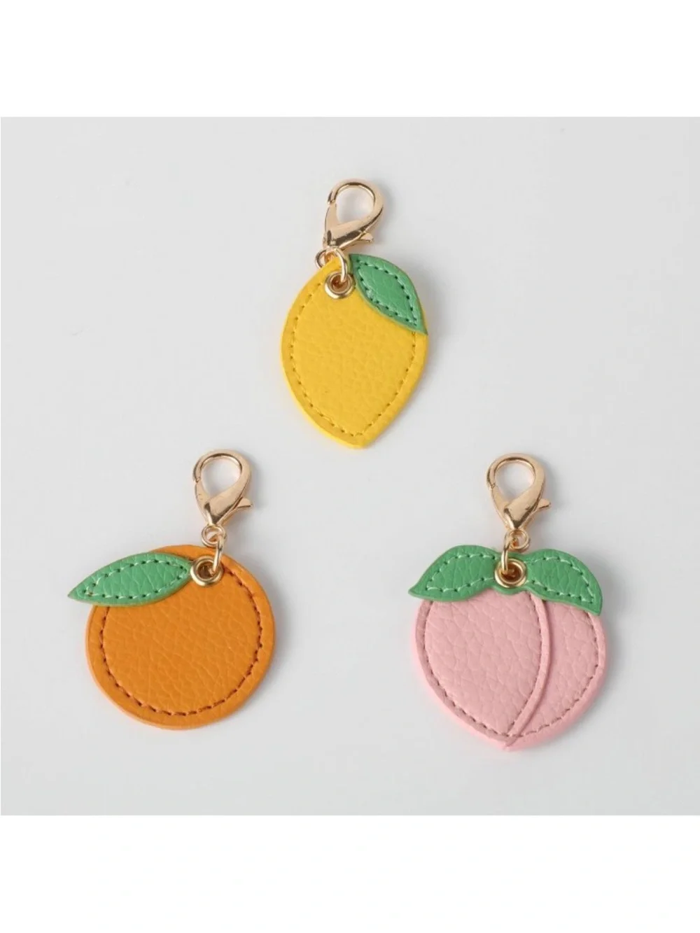 NIB Fruit Leather Charm 3 pc Set - Pink, Orange & Yellow